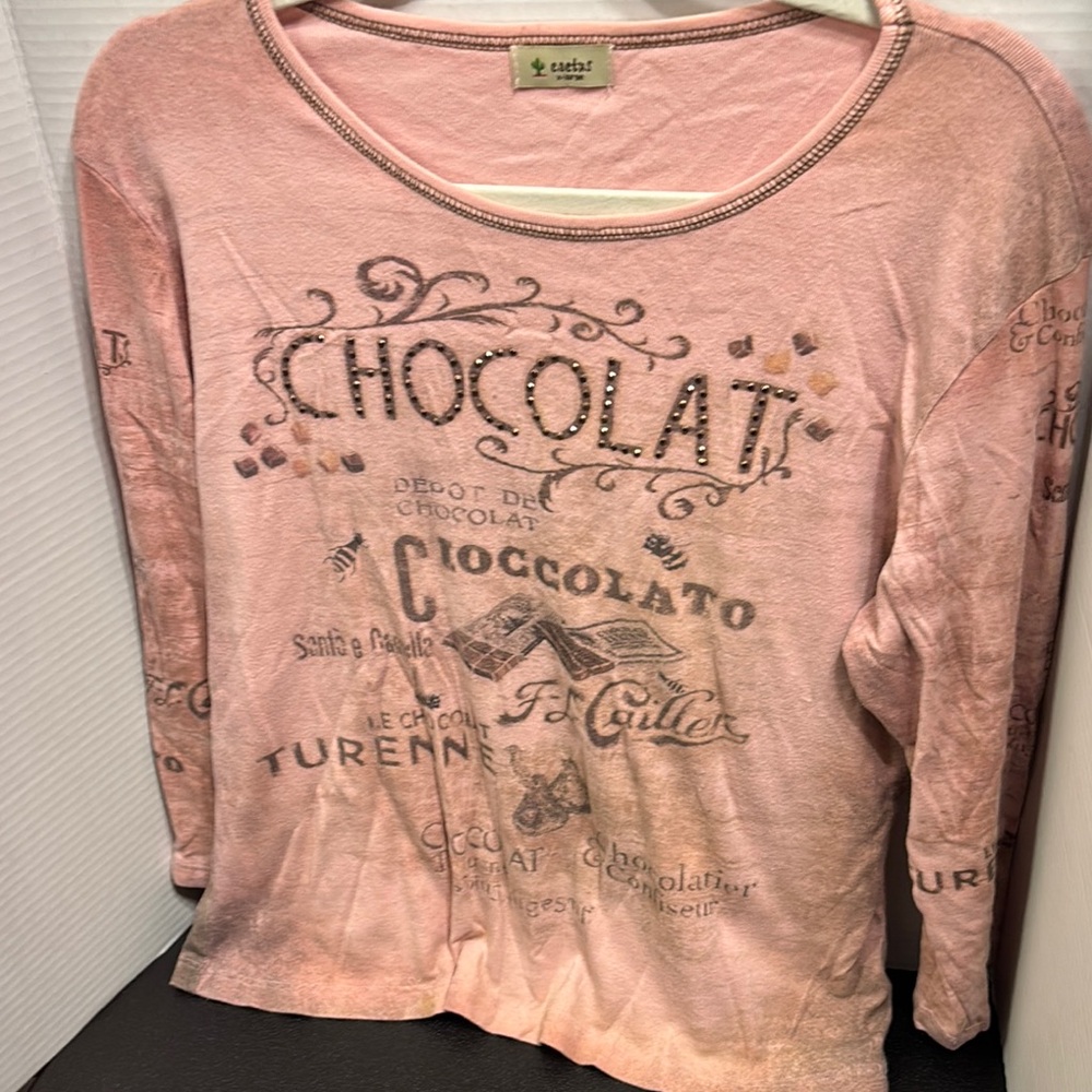 Cactus Pink  chocolate, Graphic Long Sleeve Top size XL